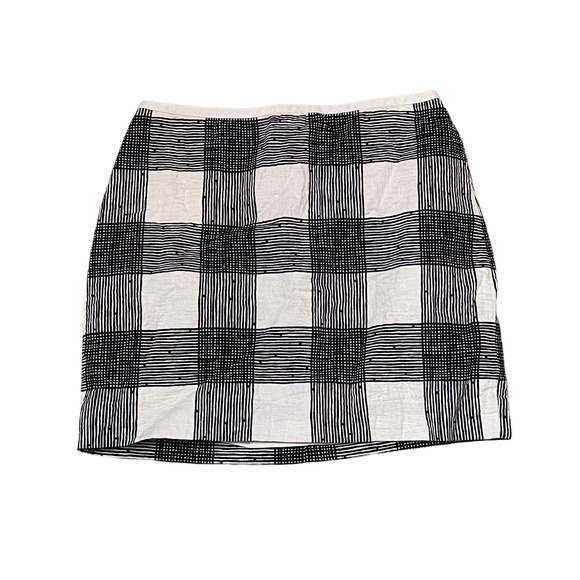 Madewell‎ Womens Skirt Size 2 Black White Striped Check Lined 100% Cotton - Picture 1 of 6